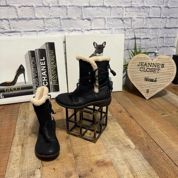 UGG Women's 1007760 Akadia Stout / Black Winter Booties Lace Up Boots Leather 7 - Picture 6 of 11